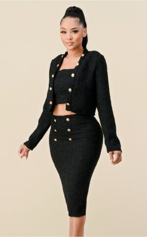 THREE PIECE JACKET WITH SET SKIRT