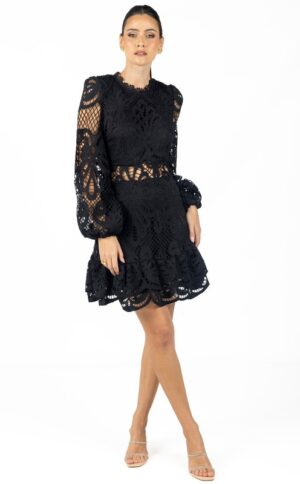 MIRANDA BLACK LACE MINI DRESS