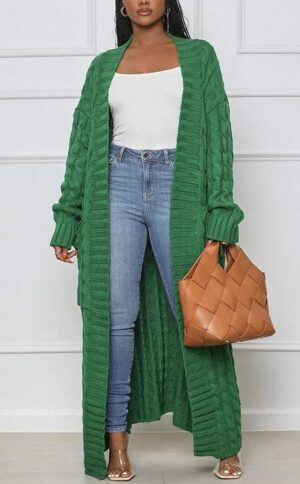 OPEN FRONT MAXI CARDIGAN